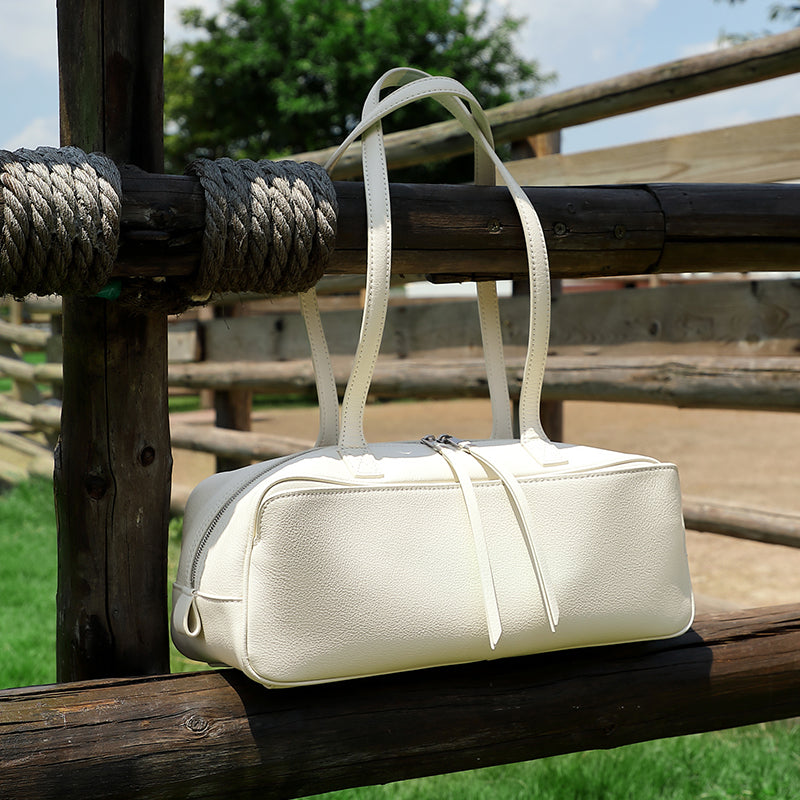 Top layer cowhide bowling ball underarm bag toast pillow bag genuine leather versatile shoulder bag