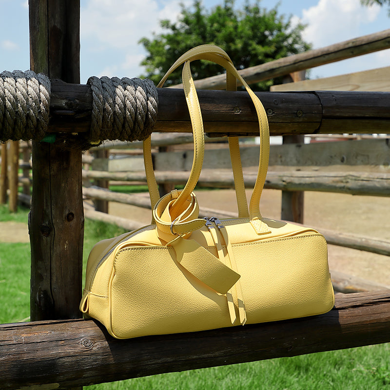 Top layer cowhide bowling ball underarm bag toast pillow bag genuine leather versatile shoulder bag