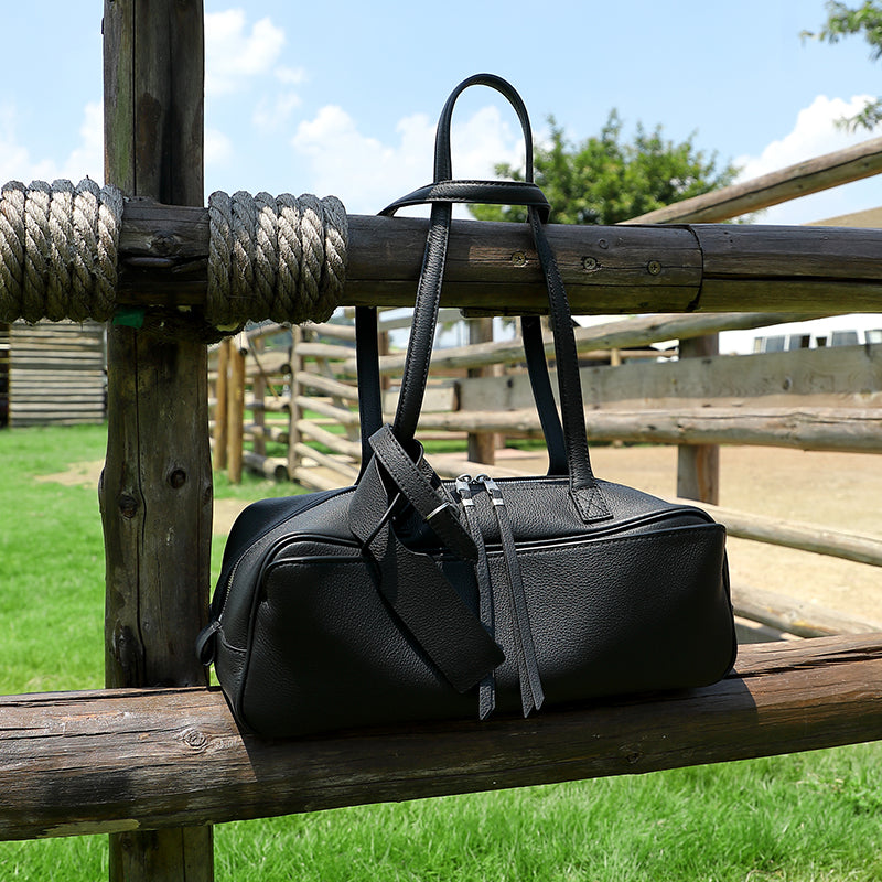 Top layer cowhide bowling ball underarm bag toast pillow bag genuine leather versatile shoulder bag