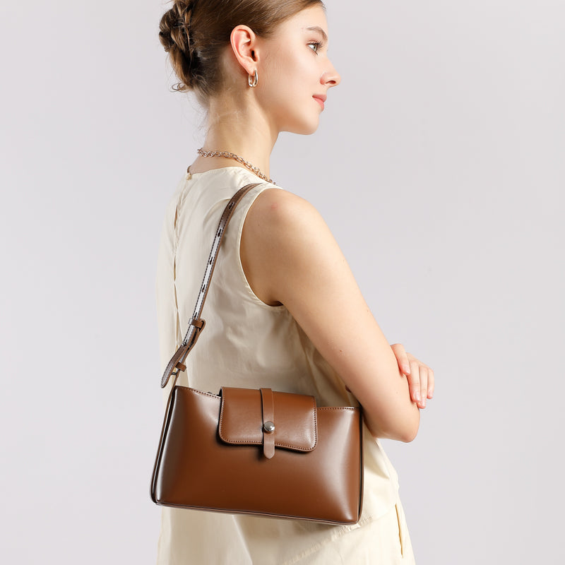 Genuine leather niche design underarm bag commuter fashion simple temperament versatile handbag shoulder bag
