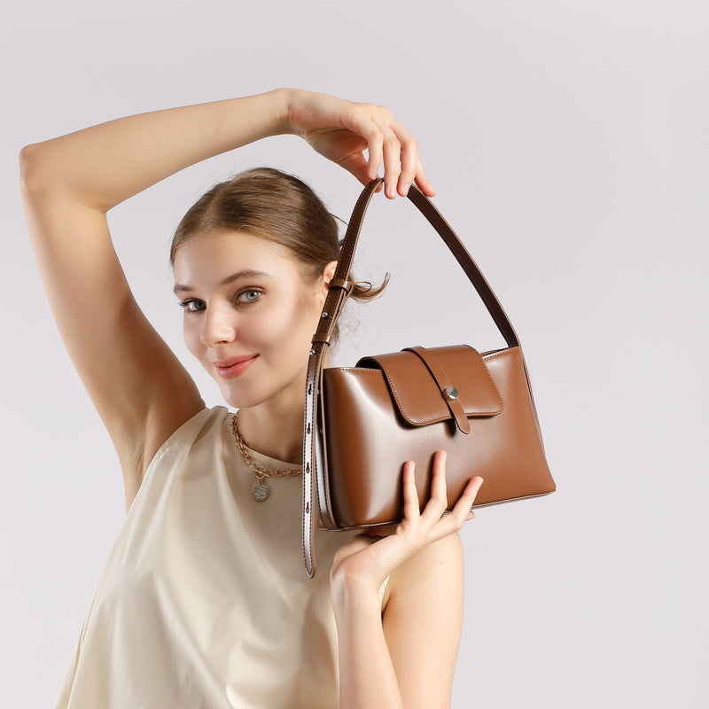 Genuine leather niche design underarm bag commuter fashion simple temperament versatile handbag shoulder bag