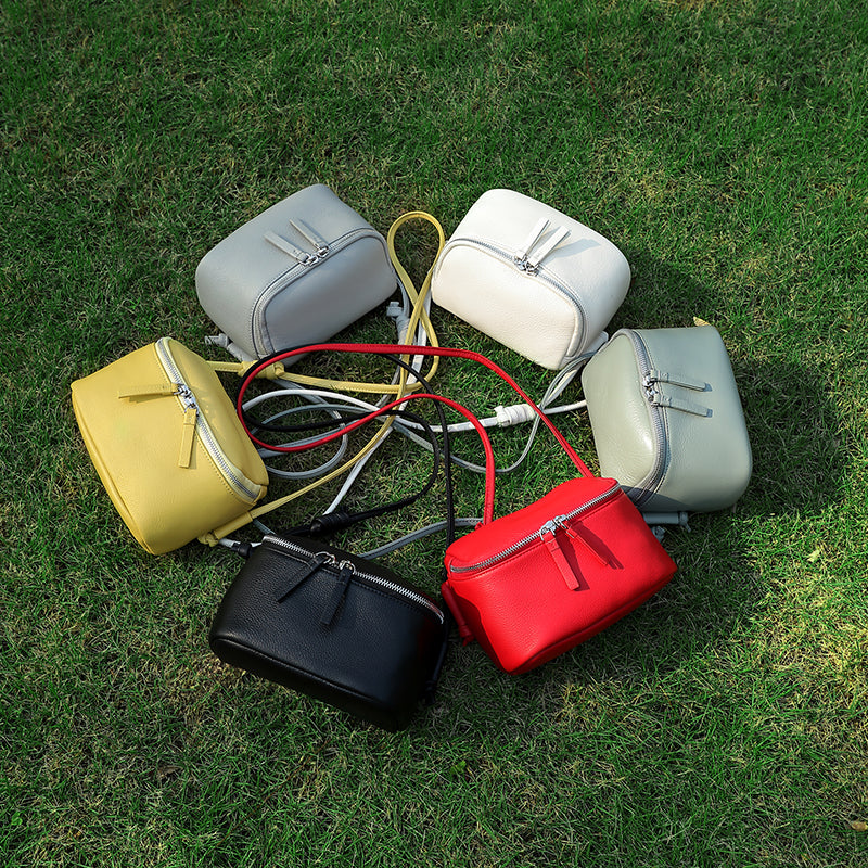 Genuine leather crossbody box bag simple soft cowhide shoulder mobile phone small square bag