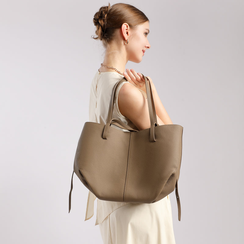 Top layer cowhide large tote bag genuine leather ladies bag versatile shopping basket shopping bag simple mother-and-child bag shoulder bag