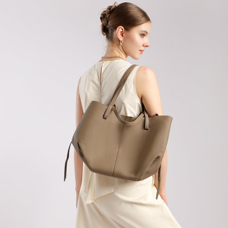 Top layer cowhide large tote bag genuine leather ladies bag versatile shopping basket shopping bag simple mother-and-child bag shoulder bag