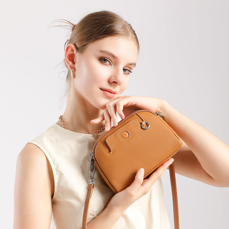 Genuine leather women's bag fashionable mini shoulder bag coin purse first layer cowhide versatile crossbody women's bag