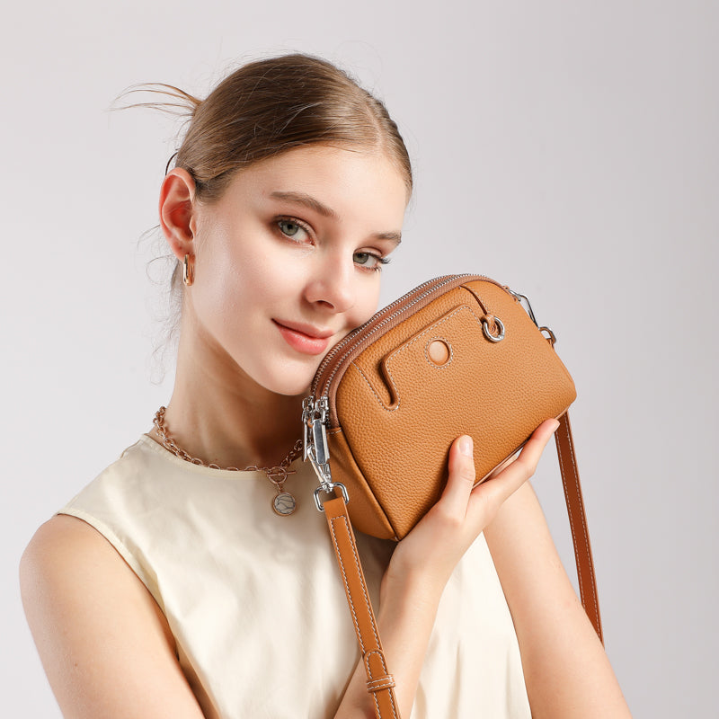 Genuine leather women's bag fashionable mini shoulder bag coin purse first layer cowhide versatile crossbody women's bag
