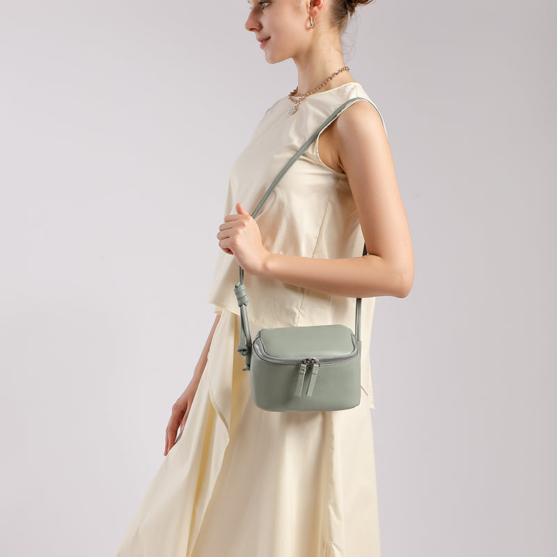 Genuine leather crossbody box bag simple soft cowhide shoulder mobile phone small square bag