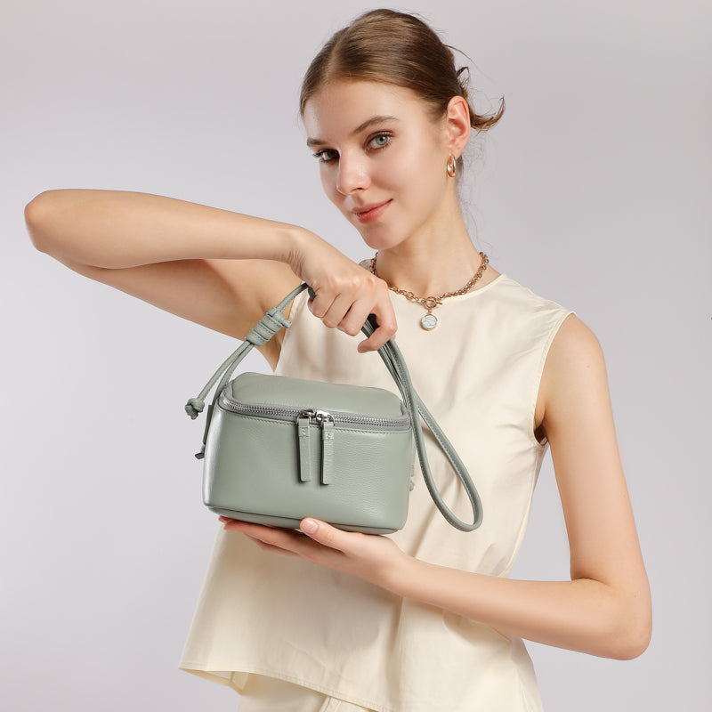 Genuine leather crossbody box bag simple soft cowhide shoulder mobile phone small square bag