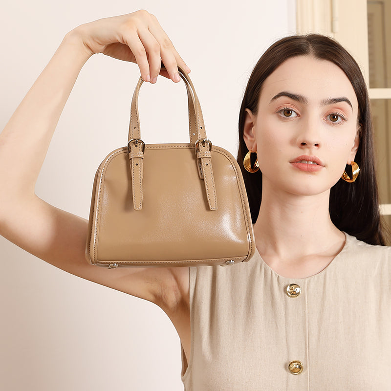 Cowhide handbag bowling bag retro women's bag commuter versatile large capacity shoulder messenger bag
