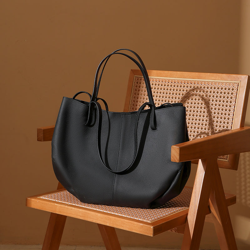 Top layer cowhide large tote bag genuine leather ladies bag versatile shopping basket shopping bag simple mother-and-child bag shoulder bag
