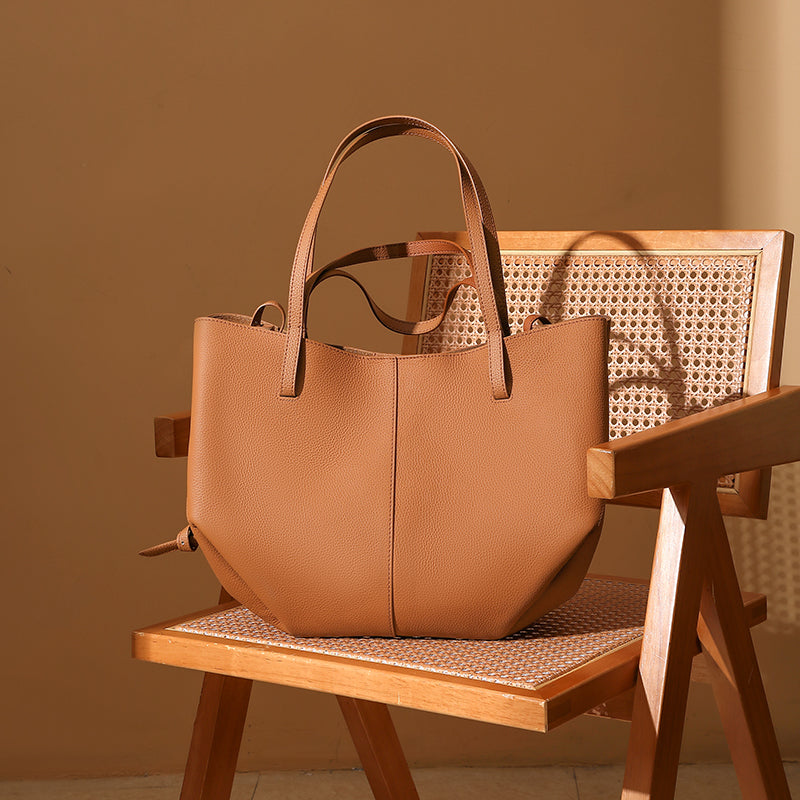 Top layer cowhide large tote bag genuine leather ladies bag versatile shopping basket shopping bag simple mother-and-child bag shoulder bag