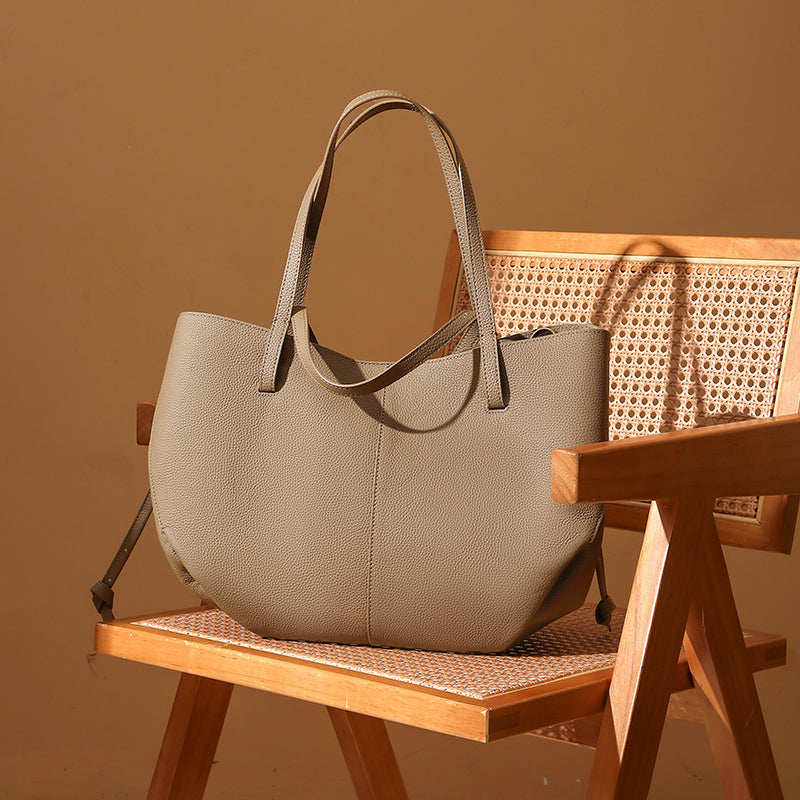 Top layer cowhide large tote bag genuine leather ladies bag versatile shopping basket shopping bag simple mother-and-child bag shoulder bag