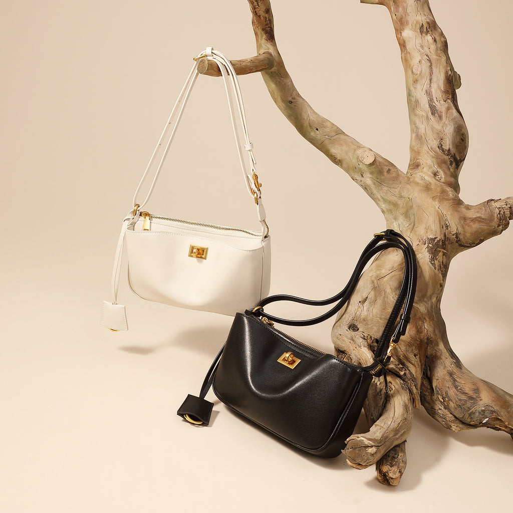 Rodeo lock underarm bag genuine leather versatile mini baguette bag shoulder crossbody bag