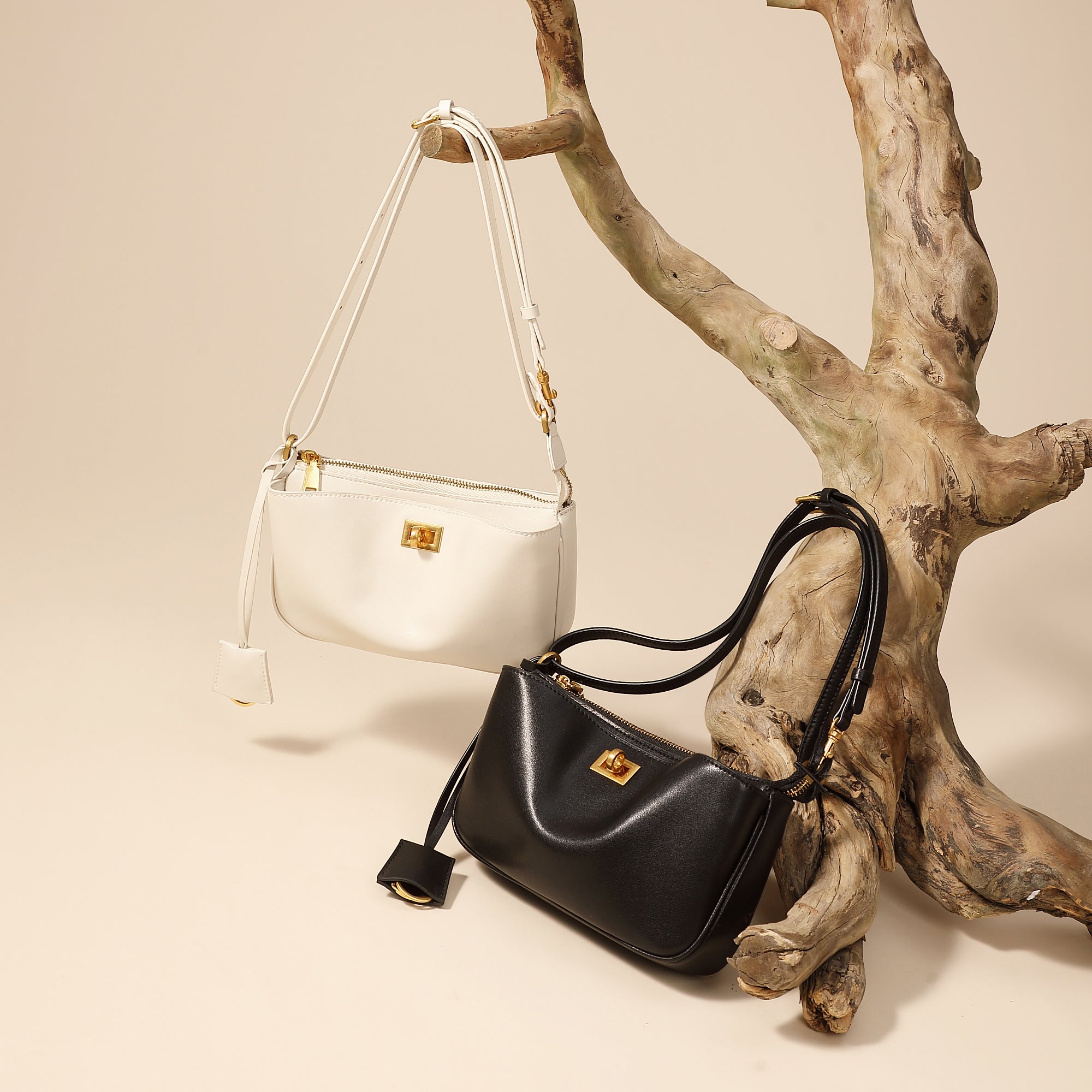 Rodeo lock underarm bag genuine leather versatile mini baguette bag shoulder crossbody bag