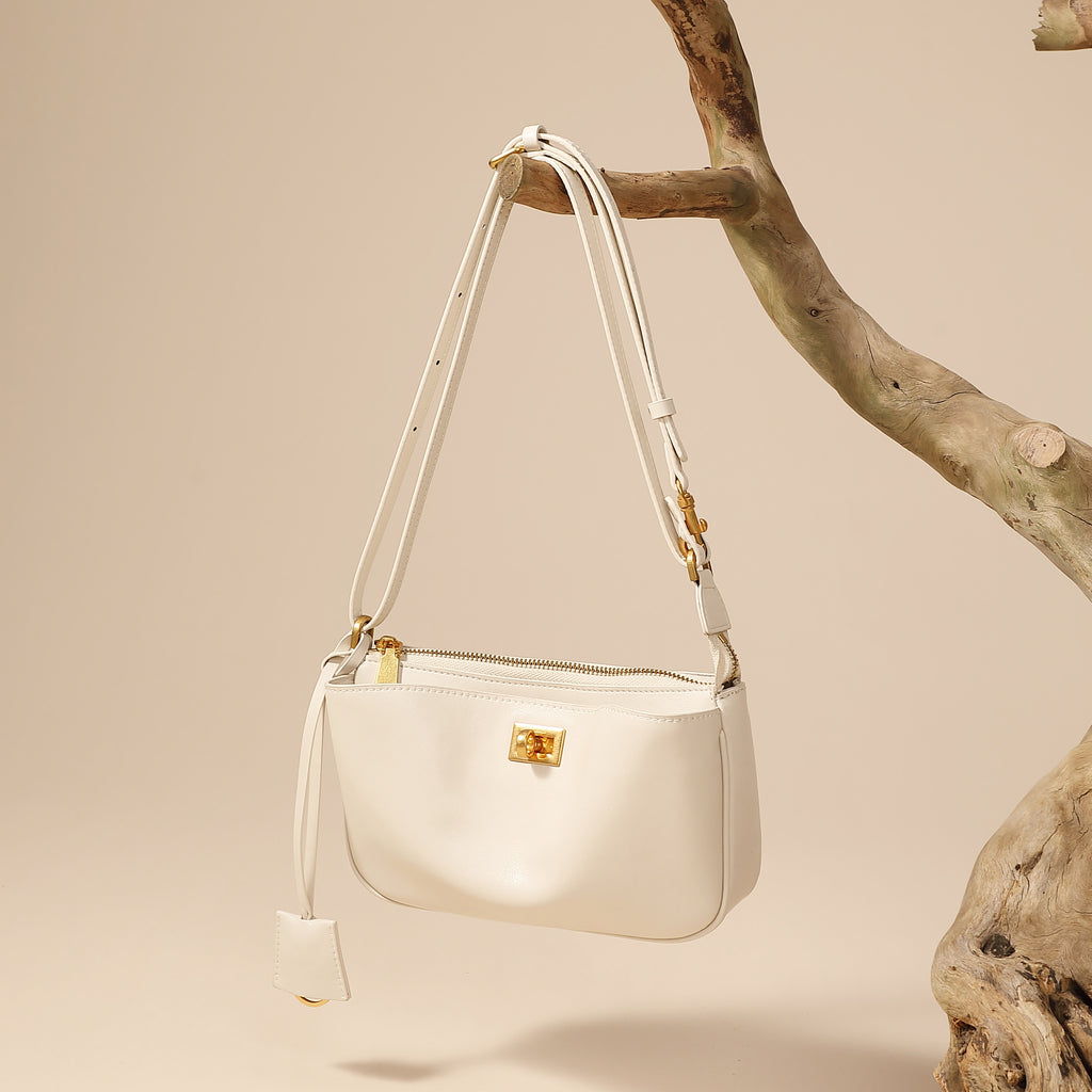 Rodeo lock underarm bag genuine leather versatile mini baguette bag shoulder crossbody bag