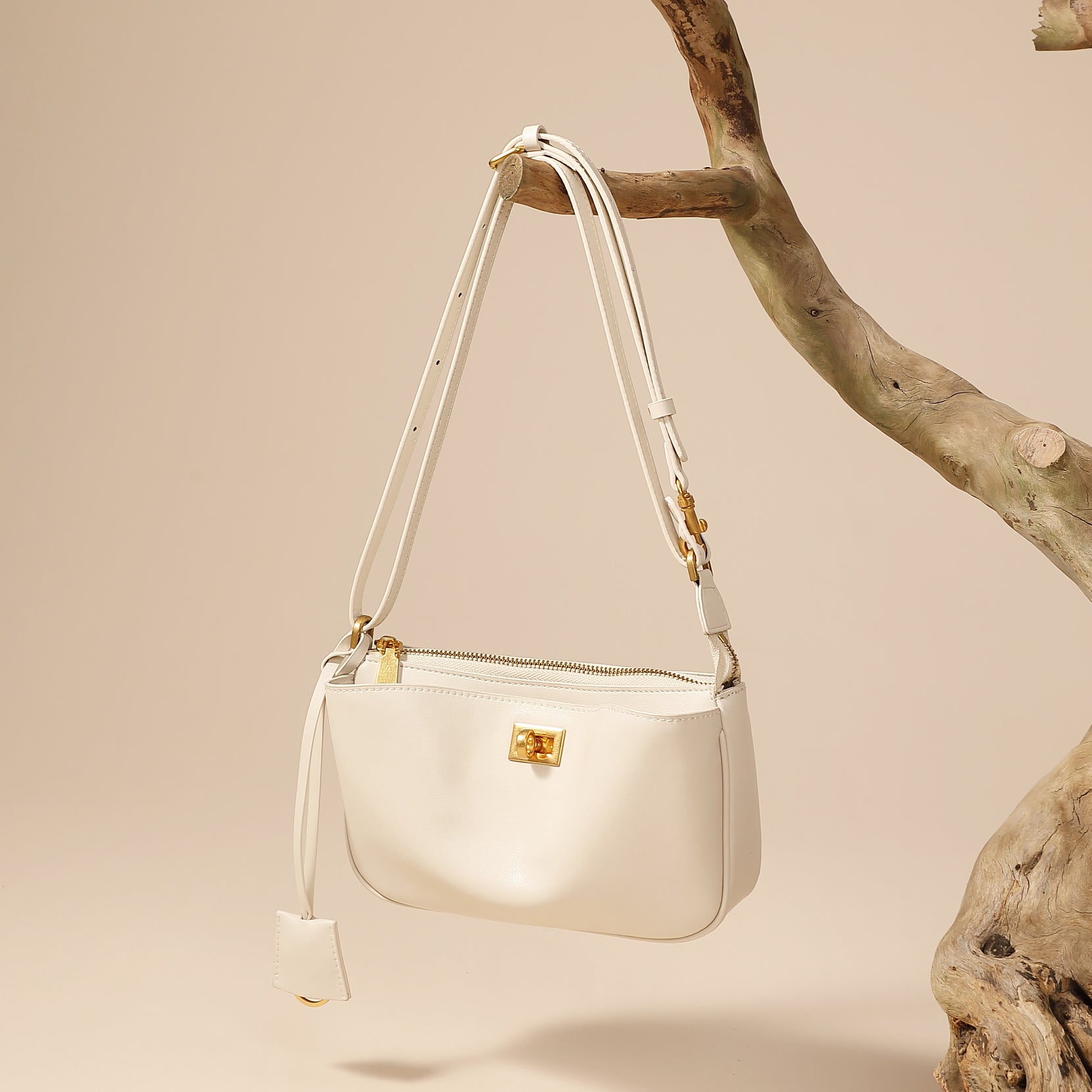 Rodeo lock underarm bag genuine leather versatile mini baguette bag shoulder crossbody bag