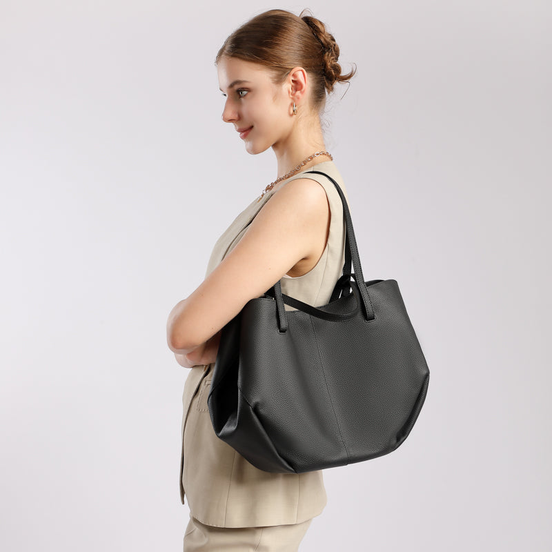 Top layer cowhide large tote bag genuine leather ladies bag versatile shopping basket shopping bag simple mother-and-child bag shoulder bag