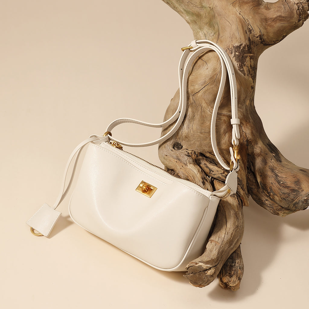 Rodeo lock underarm bag genuine leather versatile mini baguette bag shoulder crossbody bag