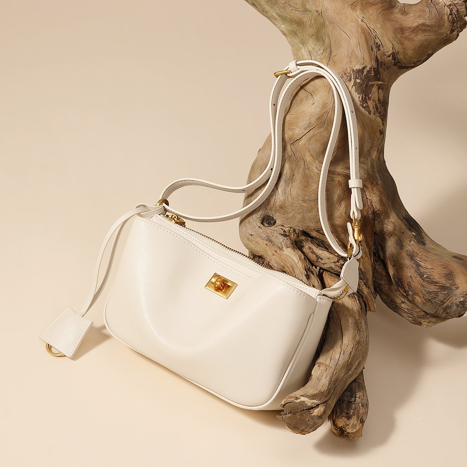 Rodeo lock underarm bag genuine leather versatile mini baguette bag shoulder crossbody bag