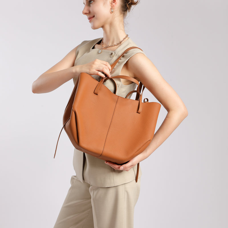 Top layer cowhide large tote bag genuine leather ladies bag versatile shopping basket shopping bag simple mother-and-child bag shoulder bag