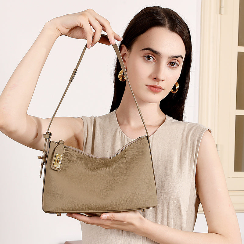 Top layer cowhide genuine leather underarm bag versatile commuter shoulder bag high-end texture handbag