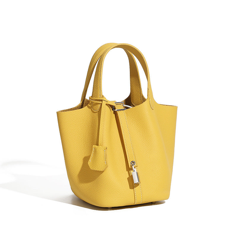 Bucket bag genuine leather handbag