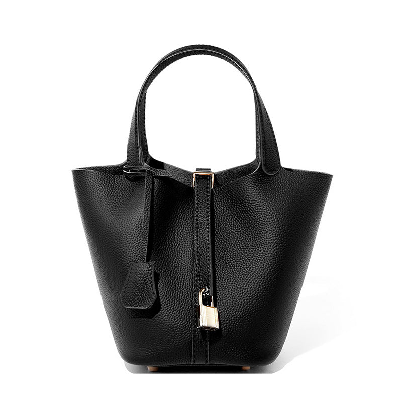 Bucket bag genuine leather handbag